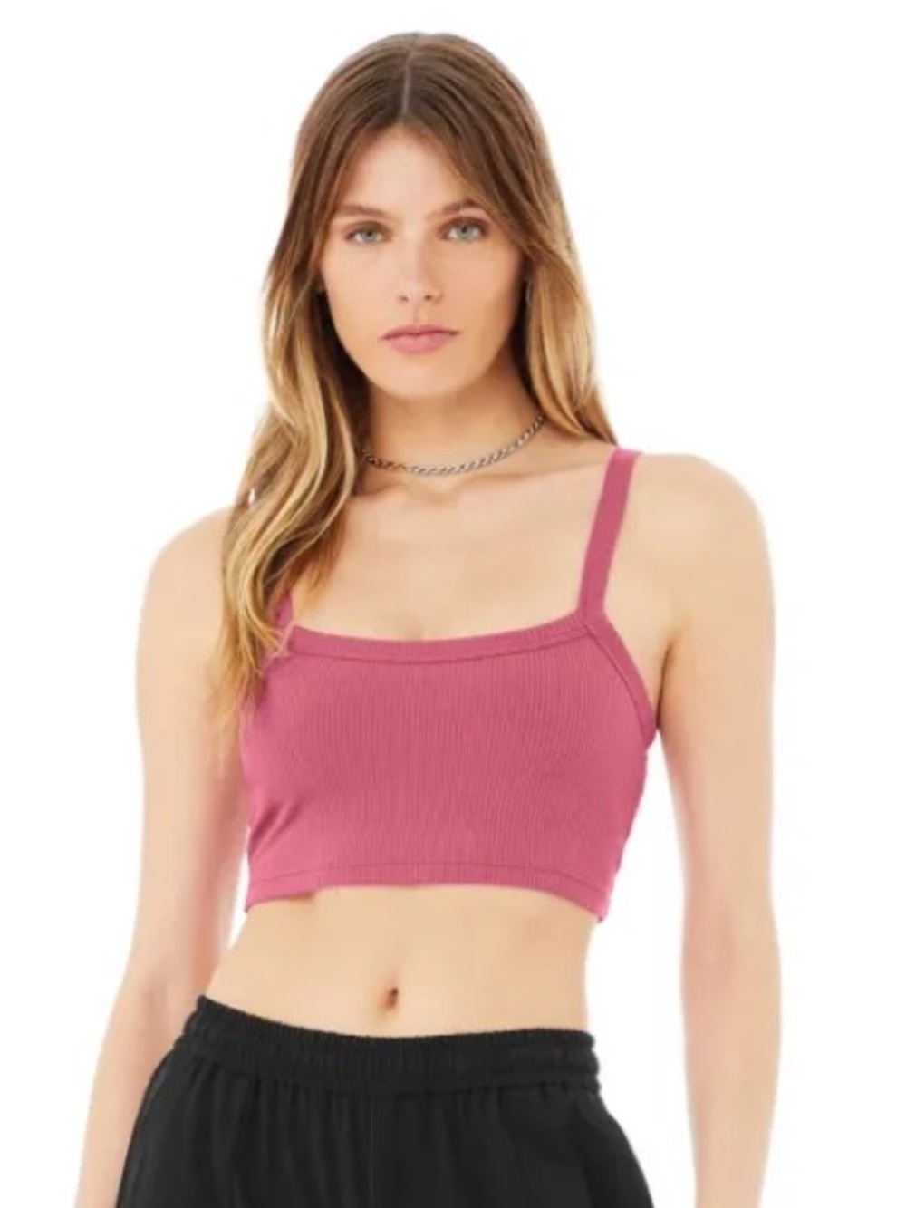 ALO Yoga whisper Ribbed built in bra Crop Tank - Rose
